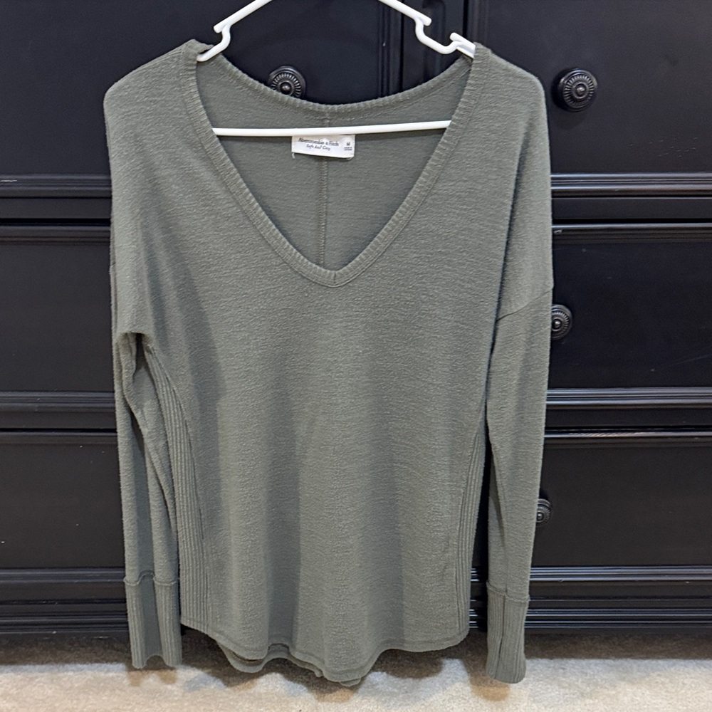 Abercrombie & Fitch Deep V-Neck Sage Blouse